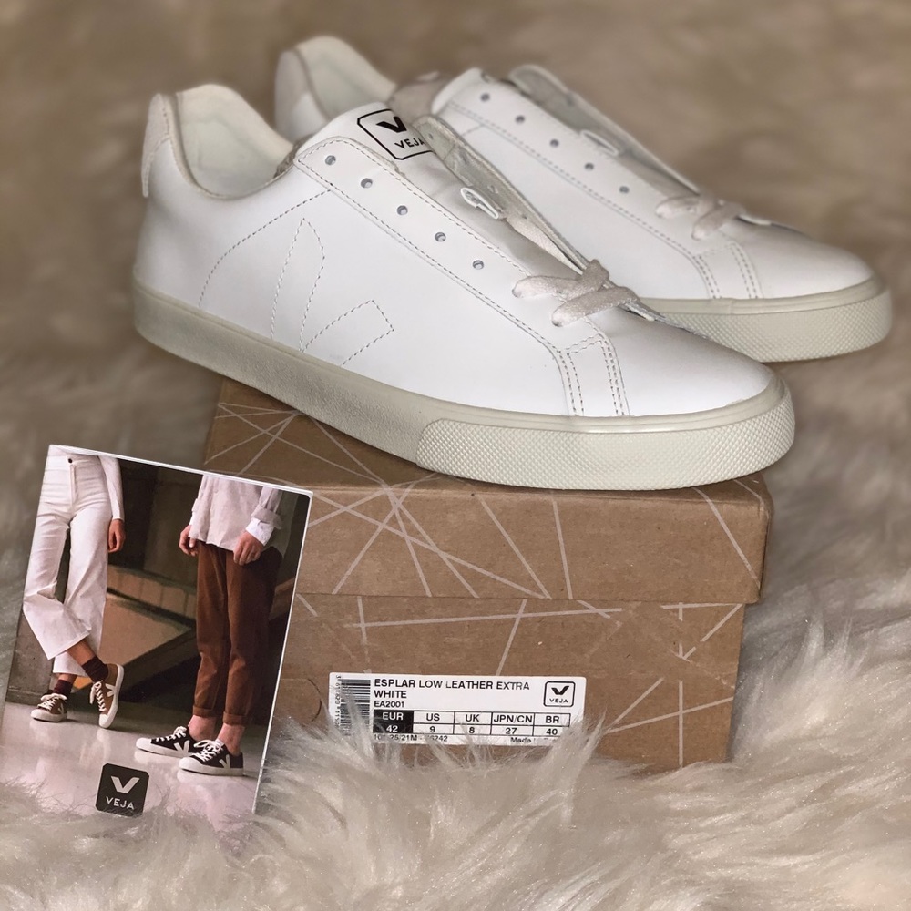 NIB Veja Esplar Low Leather Extra White Unisex